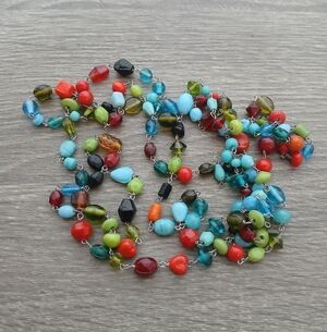 Vintage Glass Beaded Long Wrap Necklace